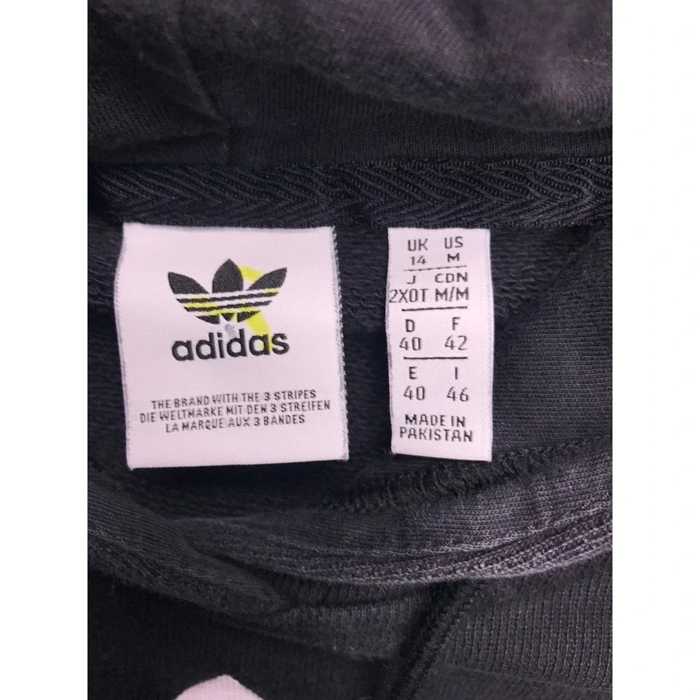 Adidas Origionals Trefoil Hoodie Mens Medium Black Pullover Sweatshirt Logo‎